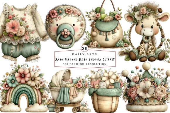 Download Baby Shower Boho Nursery Clipart - Boho nursery clipart Collection