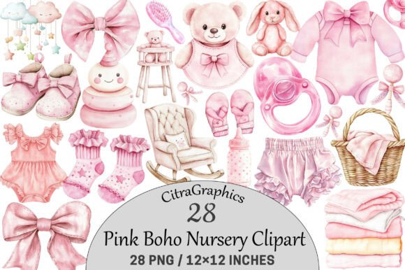Download Pink Boho Nursery Clipart. - Boho nursery clipart Collection