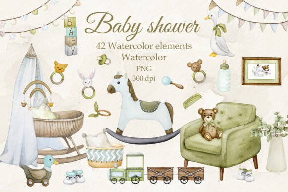 Download Baby Shower Clipart. Boho, Retro Style. - Style Collection